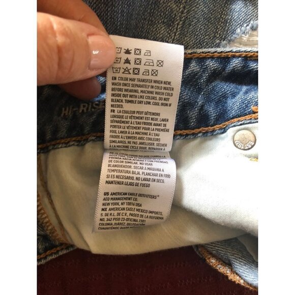 American Eagle Denim Jean‎ Shorts Hi-Rise Festival Button Fly Distressed Size 2 - Picture 6 of 7